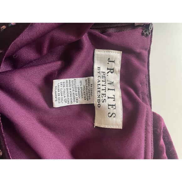 90s Y2K Velvet Purple Sequin Beaded Dress | MEDIUM - Picture 7 of 7